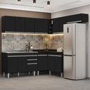 Ver imagem 2 de Armário de Cozinha Modulado de Canto 7 Peças Cp21 com Pia Inox Preto - Lumil Lumil Móveis
