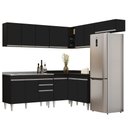 Ver imagem 1 de Armário de Cozinha Modulado de Canto 7 Peças Cp21 com Pia Inox Preto - Lumil Lumil Móveis