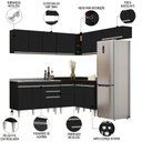 Ver imagem 3 de Armário de Cozinha Modulado de Canto 7 Peças Cp21 com Pia Inox Preto - Lumil Lumil Móveis