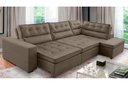 Ver imagem 1 de Sofá de Canto Retrátil e Reclinável com Molas 3,40x2,00 Virginia Suede Cappuccino Adonai