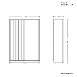 Guarda Roupa 2 Porta de Correr 3 Gaveta sem Espelho Frizzato Cinamomo Off White Móveis Albatroz - 5