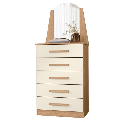 Cômoda para Quarto com Penteadeira Laris A02 Off/freijó - Mpozenato