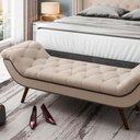 Ver imagem 7 de Kit Cabeceira e Recamier Quarto Casal 140 cm Linho Bege com Tachas Ursa/Cisne