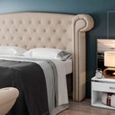 Ver imagem 2 de Kit Cabeceira e Recamier Quarto Casal 140 cm Linho Bege com Tachas Ursa/Cisne