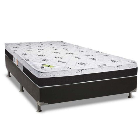 Cama Box Casal: Colchão Espuma Luckspuma D33/AG65 Aspen Super Firme + Base CRC Suede Black(138x188