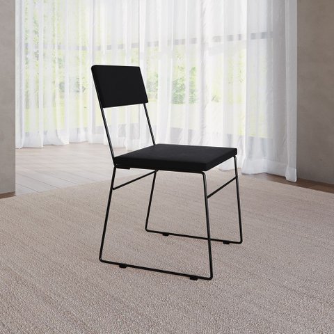 Cadeira de Jantar Estofada Málaga Veludo para Mesa Sala de Jantar Cozinha Conforto - Preto
