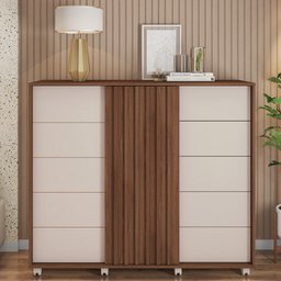 Cômoda Sapateira Com Rodízios Medusa C01 Havana/Off White - Mpozenato - 6 Cômoda Sapateira Com Rodízios Medusa C01 Havana/Off White - Mpozenato - 6