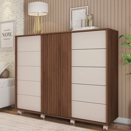 Cômoda Sapateira Com Rodízios Medusa C01 Havana/Off White - Mpozenato - 2 Cômoda Sapateira Com Rodízios Medusa C01 Havana/Off White - Mpozenato - 2