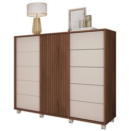 Cômoda Sapateira Com Rodízios Medusa C01 Havana/Off White - Mpozenato - 1 Cômoda Sapateira Com Rodízios Medusa C01 Havana/Off White - Mpozenato - 1