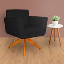 Ver imagem 2 de Poltrona Decorativa Isabela em Tressê Pés Madeira Giratório Suede Preto - Ds Estofados