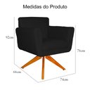 Ver imagem 5 de Poltrona Decorativa Isabela em Tressê Pés Madeira Giratório Suede Preto - Ds Estofados