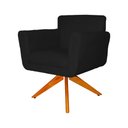 Ver imagem 3 de Poltrona Decorativa Isabela em Tressê Pés Madeira Giratório Suede Preto - Ds Estofados