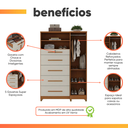 Ver imagem 5 de Cômoda com Sapateira e Cabideiro Multiuso 5 Gavetas 1 Porta Imperial Zanzini