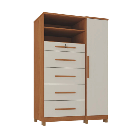 Cômoda com Sapateira e Cabideiro Multiuso 5 Gavetas 1 Porta Imperial Zanzini