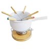 Conjunto Fondue 11 Peças Ceramica Panela Garfo Fogareiro Bambu Frio Inverno Queijo Chocolate Molho C - 3