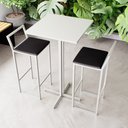 Ver imagem 1 de Conjunto Mesa Alta Bar Bistrô Quadrada Branca 2 Banquetas Confort Estofado White Don Castro