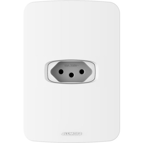 Tomada Padrão 20A com Placa 4x2 Horizontal Gracia Maxx Alumbra Branco