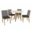 Ver imagem 2 de Conjunto Sala de Jantar Duna Premium Madeira Maciça C/ Tampo Madeirado C/ Vidro 120x120cm e 4