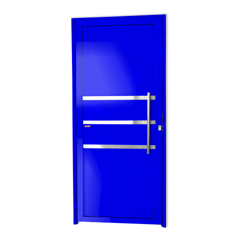 Porta Alumínio Lambril c/Friso c/Puxador D.Azul 80 Brimak