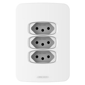 Conjunto 1 Placa 4x2 + 3 Tomadas 2 Pólos + Terra 10A Gracia Maxx Alumbra