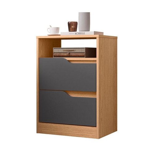 Mesa de Cabeceira Sole 02 Gavetas Vistas Flex Freijo Titanium - Móveis Albatroz