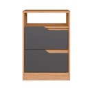 Ver imagem 2 de Mesa de Cabeceira Sole 02 Gavetas Vistas Flex Freijo Titanium - Móveis Albatroz