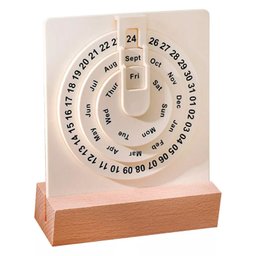 Calendário Permanente Decorativo de Mesa com Base de Madeira e Amostrador Branco - 4