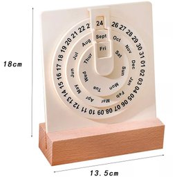 Calendário Permanente Decorativo de Mesa com Base de Madeira e Amostrador Branco - 2