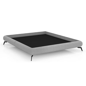 Cama Casal Japonesa Pés Alumínio Haru Linho Cinza - Sallar Home