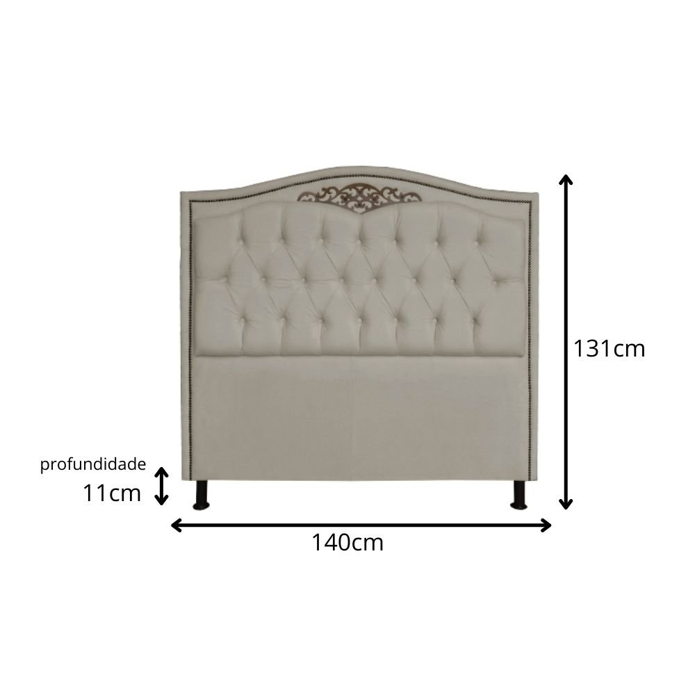 Cabeceira Imperio 140 cm Suede Branco - 2