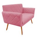 Ver imagem 2 de Namoradeira Decorativa Sabrina Suede Rosa Pés Madeira Mz Decor