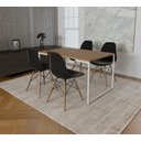 Ver imagem 1 de Mesa Industrial Base Ferro Branco Tampo 137x90 Amêndoa 4 Cadeiras Eames Madeira Assento Preto