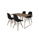 Ver imagem 2 de Mesa Industrial Base Ferro Branco Tampo 137x90 Amêndoa 4 Cadeiras Eames Madeira Assento Preto