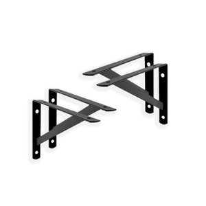 Kit 4 peças Suporte Mão Francesa Forte, para prateleira de 50cm - Preta
