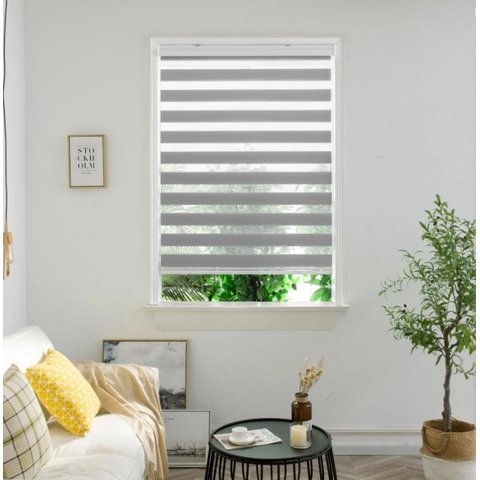 Persiana Rolo Duplo Bandô Sunny Cinza 160 (L) x 220 (A) Cortina Zebra Double Vision 1,60 X 2,20