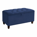 Ver imagem 2 de Recamier Baú Sara 80 cm Pés Plásticos Estofado Tecido Pávia Azul
