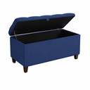 Ver imagem 3 de Recamier Baú Sara 80 cm Pés Plásticos Estofado Tecido Pávia Azul