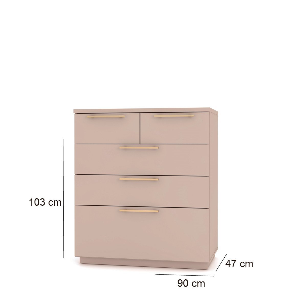 Cômoda para Quarto 5 Gavetas 90cm Alasca - Vila Rica - 5