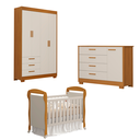 Ver imagem 2 de Quarto de Bebê Zaki Completo Berço 2 em 1, Guarda-Roupa 4 Portas, Cômoda Sapateira 100% MDF Areia /Savana