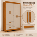 Ver imagem 6 de Quarto de Bebê Zaki Completo Berço 2 em 1, Guarda-Roupa 4 Portas, Cômoda Sapateira 100% MDF Areia /Savana