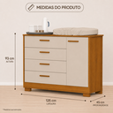 Ver imagem 7 de Quarto de Bebê Zaki Completo Berço 2 em 1, Guarda-Roupa 4 Portas, Cômoda Sapateira 100% MDF Areia /Savana