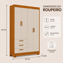 Ver imagem 3 de Quarto de Bebê Zaki Completo Berço 2 em 1, Guarda-Roupa 4 Portas, Cômoda Sapateira 100% MDF Areia /Savana