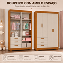 Ver imagem 5 de Quarto de Bebê Zaki Completo Berço 2 em 1, Guarda-Roupa 4 Portas, Cômoda Sapateira 100% MDF Areia /Savana