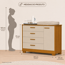 Ver mais imagens de Quarto de Bebê Zaki Completo Berço 2 em 1, Guarda-Roupa 4 Portas, Cômoda Sapateira 100% MDF Areia /Savana