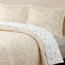 Ver imagem 4 de Kit Cobre Leito Colcha Lislie Casal 3 Peças Percal 300 Fios Dupla Face Estampado - Ramo Creme - 100