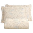Ver imagem 1 de Kit Cobre Leito Colcha Lislie Casal 3 Peças Percal 300 Fios Dupla Face Estampado - Ramo Creme - 100