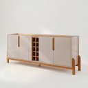 Ver imagem 3 de Buffet Aparador 190cm 4 Portas com Adega Lizz Bege/Off White/Cedro