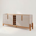 Ver imagem 3 de Buffet Aparador 190cm 4 Portas com Adega Lizz Bege/Off White/Cedro