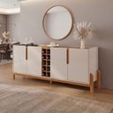 Ver imagem 1 de Buffet Aparador 190cm 4 Portas com Adega Lizz Bege/Off White/Cedro