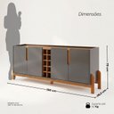 Ver imagem 6 de Buffet Aparador 190cm 4 Portas com Adega Lizz Cinza/Perola/Cedro